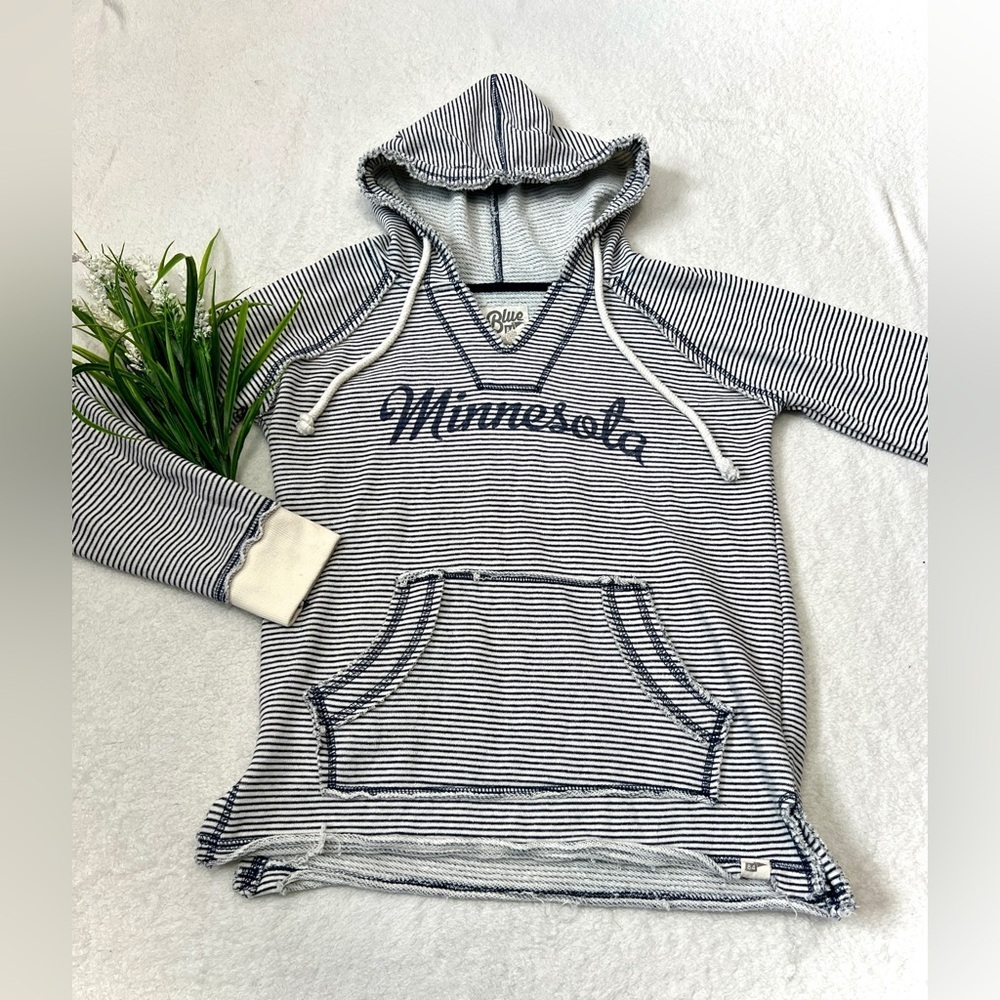 Blue84 Minnesota Striped V-Neck French Terry Hooded Sweatshirt - Small